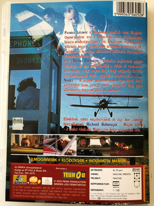 Tango DVD 1993 Tangó / Directed by Patrice Leconte / Starring: Philippe Noiret, Richard Bohringe, Thierry Lhermitter (5999545560528)