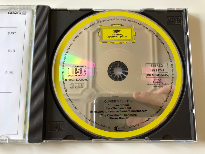 Olivier Messiaen - Et Exspecto Resurrectionem Mortuorum, Chronochromie, La Ville D'en Haut / The Cleveland Orchestra, Pierre Boulez / Deutsche Grammophon ‎Audio CD 1995 Stereo / 445 827-2
