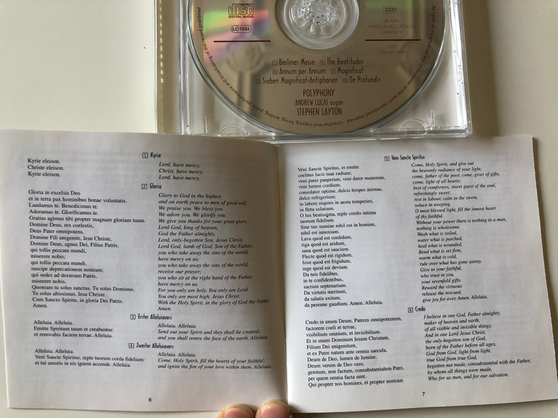 Arvo Pärt – Berliner Mass, Magnificat, Seven Magnificat Antiphons, De Profundis, The Beatitudes / Polyphony, Stephen Layton ‎/ Hyperion ‎Audio CD 1998 / CDA66960