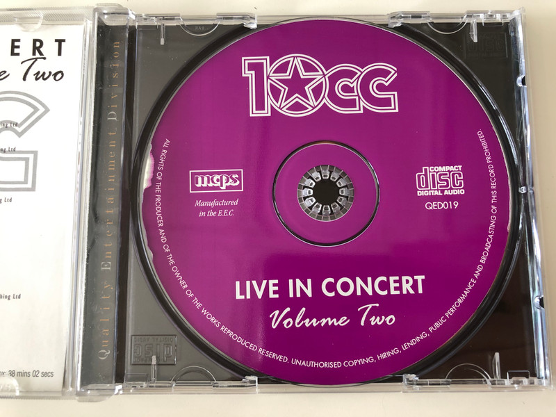 Live In Concert - Volume Two - 10cc ‎/ QED ‎Audio CD / QED019