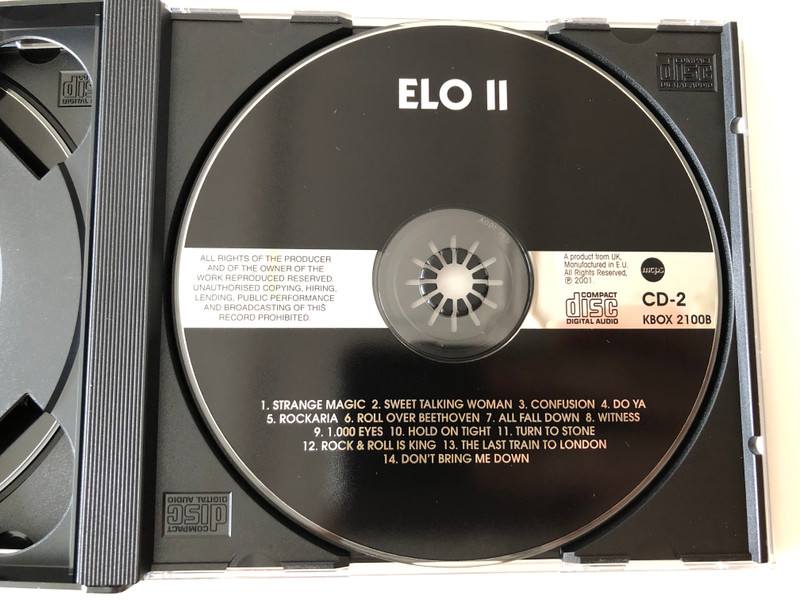 ELO II - Can't Get It Out Of My Head, Don't Bring Me Down, Roll Over Beethoven, Rock & Roll Is King, Telephone Line, Turn To Stone, Evil Woman, Mr. Blue Sky / Weton-Wesgram 2 CD Set 2001 / KBOX 2100