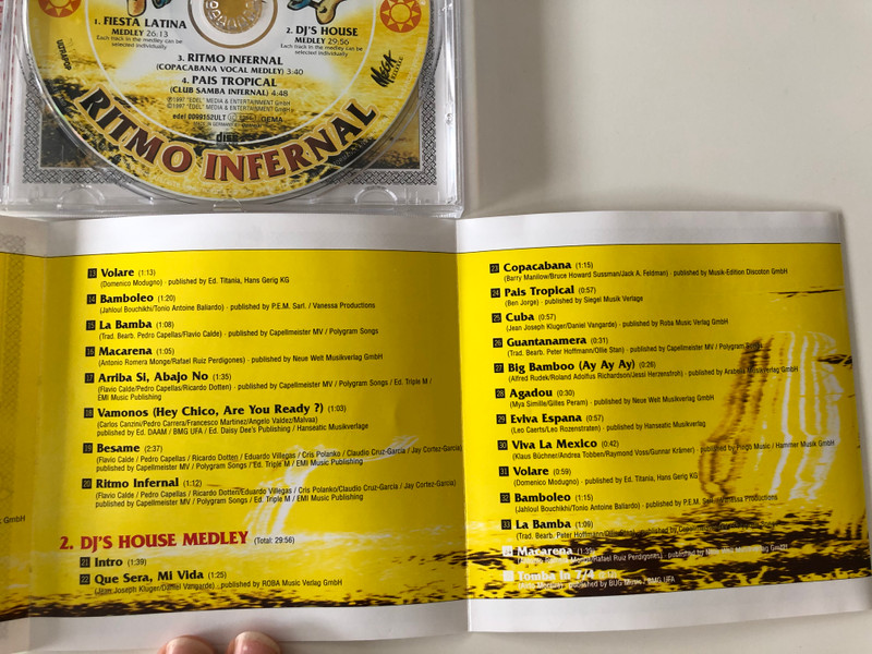 DJ Tequila ‎– Ritmo Infernal / The Best of Latin Dance Music on 135bpm / Ultrapop ‎Audio CD 1997 / 0099152ULT