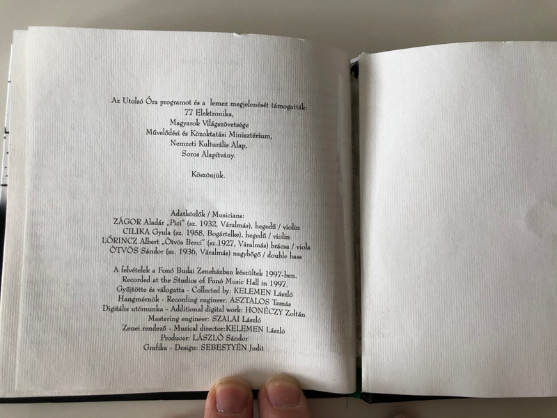 Új Pátria - Az Utolsó Óra Program Gyűjteményéből (1997-1998) / Kalotaszegi Népzene - Váralmási Pici Aladár És Bandája (Collected Village Music From Kalotaszeg) / Fonó Records Audio CD 1998 / FA-101-2