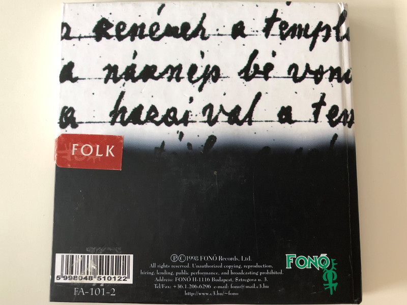 Új Pátria - Az Utolsó Óra Program Gyűjteményéből (1997-1998) / Kalotaszegi Népzene - Váralmási Pici Aladár És Bandája (Collected Village Music From Kalotaszeg) / Fonó Records Audio CD 1998 / FA-101-2