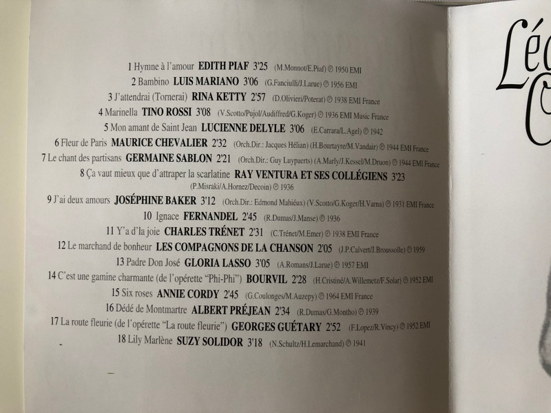 Légendes d'Or de la Chanson / Luis Mariano, Maurice Chevalier, Josephine Baker, Fernandel, Annie Cordy / CD 2 / Disky Audio CD 1998 / BX 888122