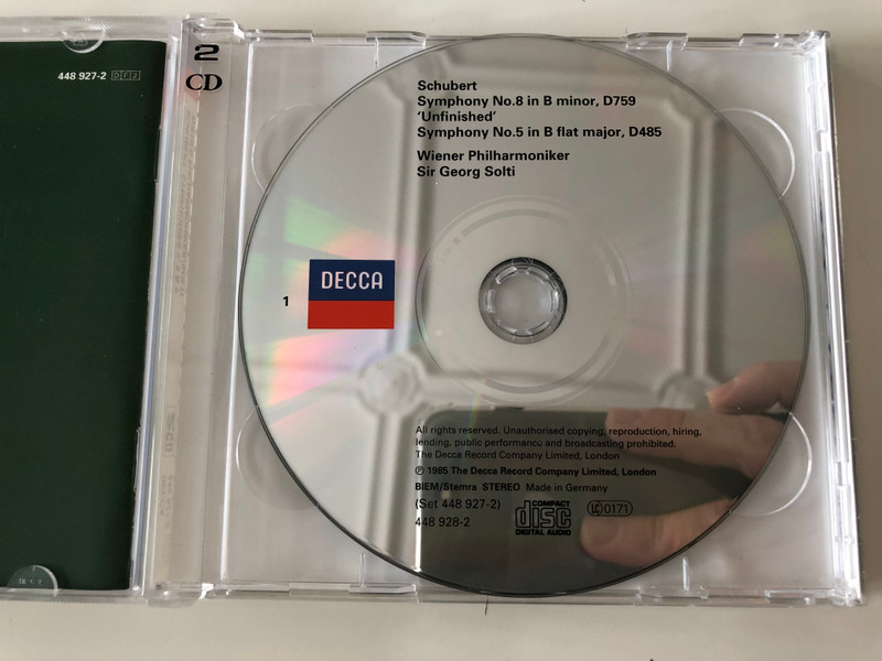 Schubert – The 3 Great Symphonies, Symphonies 5, 8 & 9 / Wiener Philharmoniker, Sir Georg Solti / Double Decca / Decca ‎2x Audio CD / 448 927-2