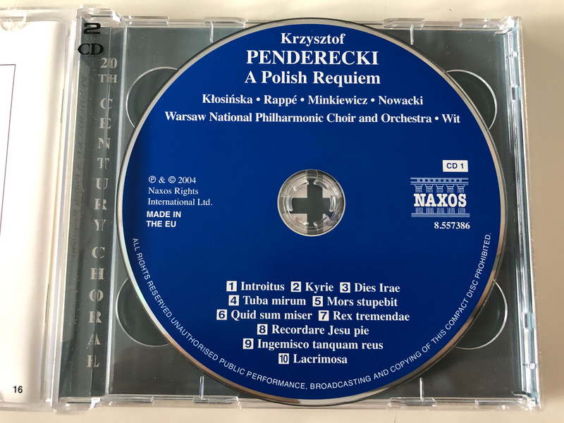 Penderecki ‎– A Polish Requiem / Klosińska, Rappé, Minkiewicz, Nowacki / Warsaw National Philharmonic Choir And Orchestra, Antoni Wit / Naxos ‎2x Audio CD 2004 / 8.557386-87