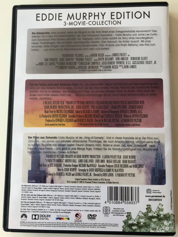 3-Movie-Collection / Eddie Murphy Edition DVD Trading Places - The Golden Child - Coming to America / Directed by John Landis, Michael Ritchie / 3 DVD - 3 movies (4010884558937)