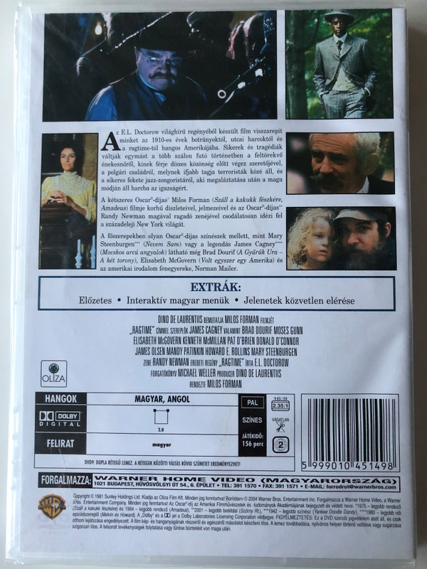Ragtime DVD 1981 / Directed by Miloš Forman / Starring: James Cagney / Based on the 1975 novel Ragtime by E. L. Doctorow (5999010451498)