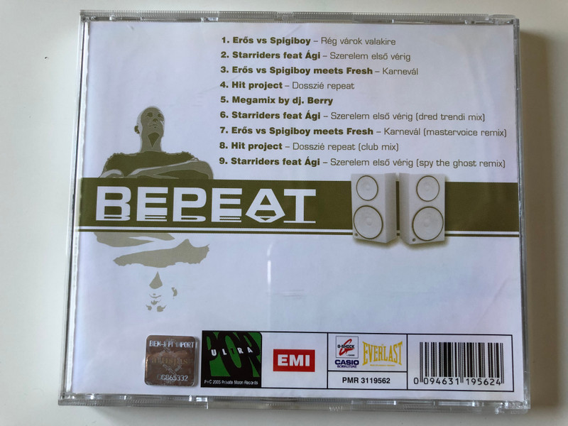 Erős vs. Spigiboy ‎presents Repeat / Szerelem elso verig, Starriders, Karneval, Eros vs Spigiboy meets Fresh, Mastervoice, Hit Project, Dosszie repeat, Megamix / Vol I. / EMI Audio CD 2005 / PMR 3119562