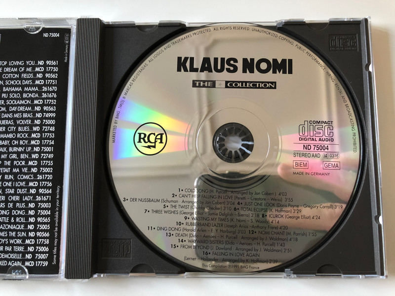 Klaus Nomi ‎– The ★ Collection / Cold Song, Can't Help Falling In Love, Ding Dong / BMG ‎Audio CD 1991 Stereo / ND75004