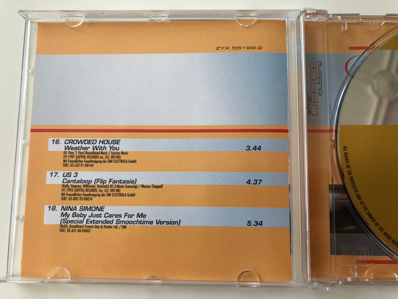 After Office Clubbing / Featuring: Ultra Nate, Donna Summer, US 3, Basement Jaxx, Isaac Hayes... and many more / ZYX Music ‎Audio CD 2000 / ZYX 55199-2