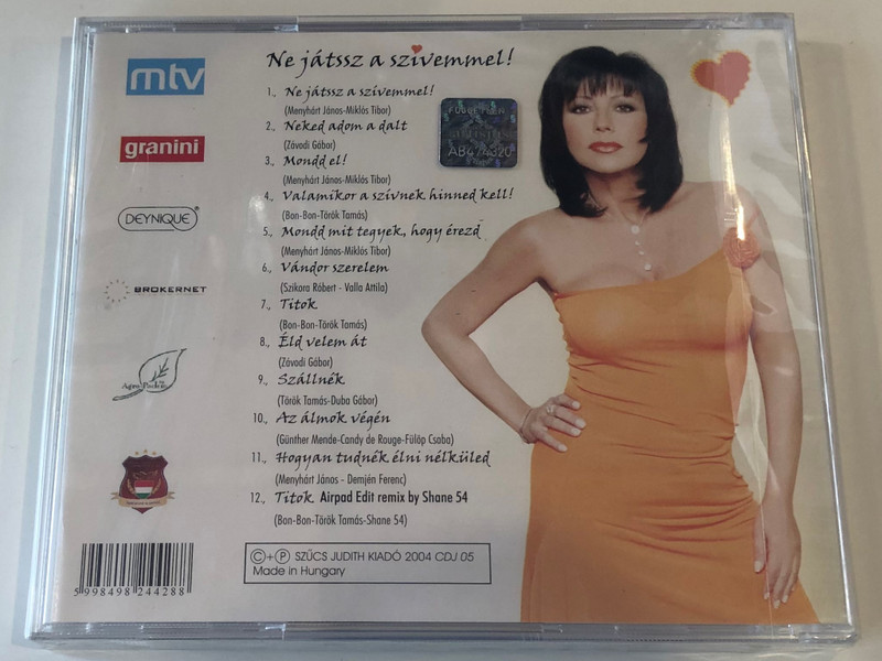 Szűcs Judith ‎– Ne Játssz A Szívemmel! / Szucs Judith Kiadó ‎Audio CD 2004 / CDJ 05
