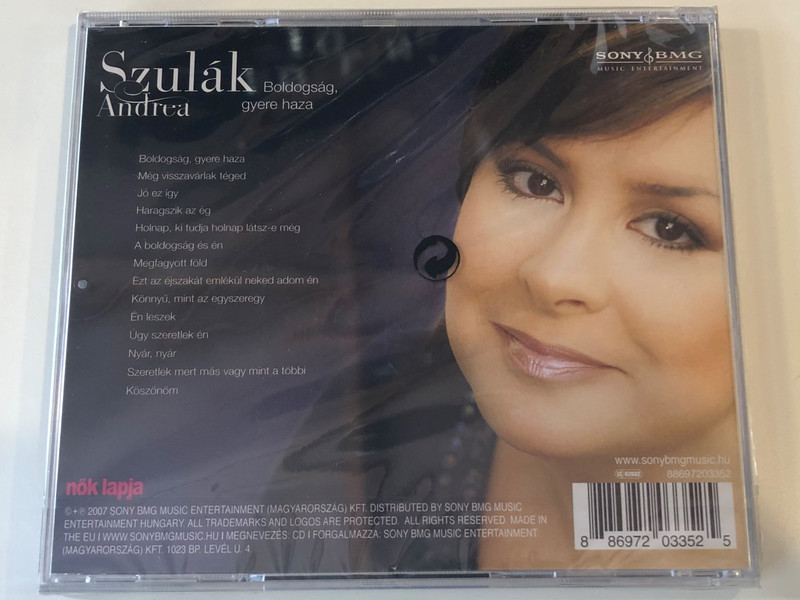 Szulák Andrea ‎– Boldogság, Gyere Haza / Sony BMG Music Entertainment ‎Audio CD 2007 / 88697203352
