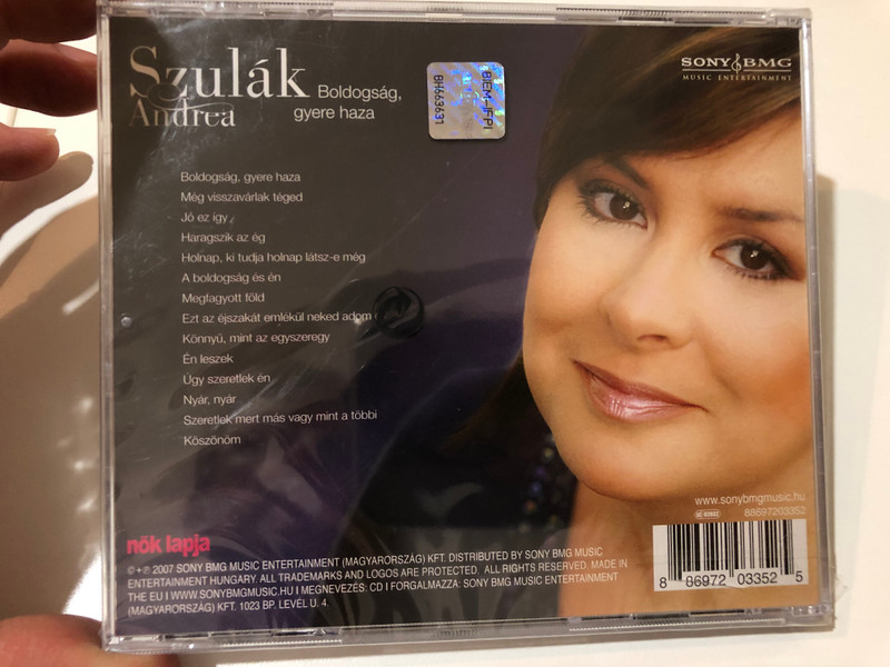 Szulák Andrea ‎– Boldogság, Gyere Haza / Sony BMG Music Entertainment ‎Audio CD 2007 / 88697203352
