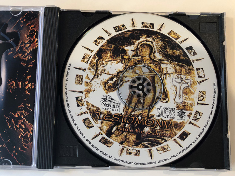 Testimony ‎– Inhale The Sadness / Nephilim Records Audio CD 2000 / NEPCD012