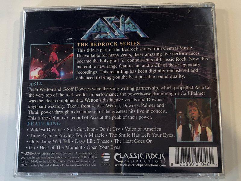 Asia – Live In Nottingham / Digitally Remastered For Enhanced Sound Quality / John Wetton, Geoff Downes, Carl Palmer, Pat Thrall / Classic Rock Productions ‎Audio CD 2002 / 823880010460