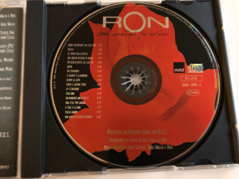 Vorrei Incontrarti Fra Cent'anni - Ron / WEA ‎Audio CD 1996 / 0630-13919-2