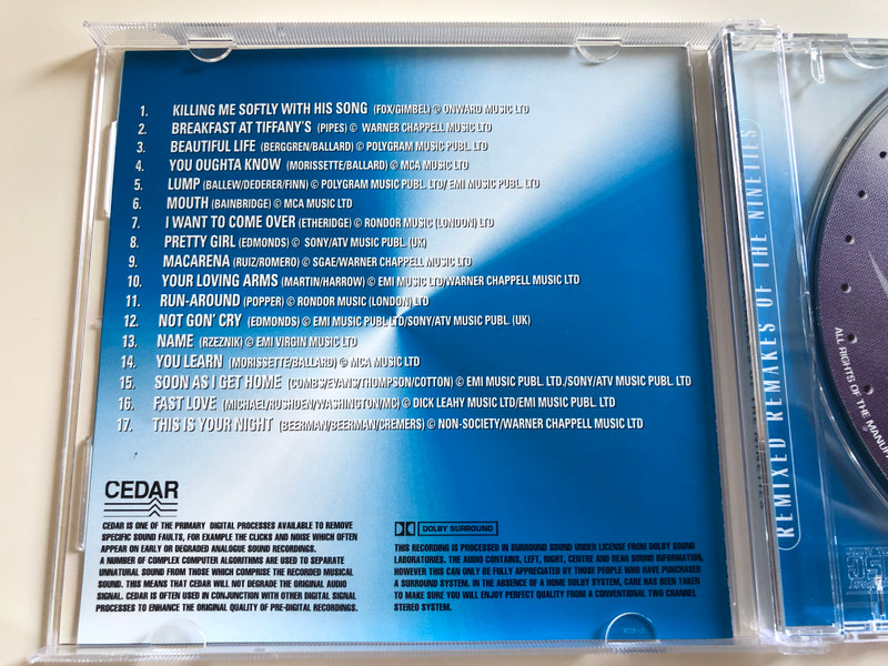 Remixed Remakes Of The Nineties / Performed by Hits Machine ‎/ Beautiful life, Macarena, Fast Love, I Want To Come Over, You oughta know, Killing me softly, and many more... / Going For A Song ‎Audio CD / GFS160