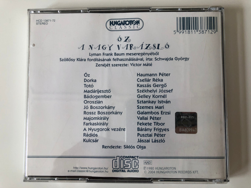 OZ - Anagy Varazslo / Hungaroton Classic 2x Audio CD 2004 Stereo / HCD 13871-72