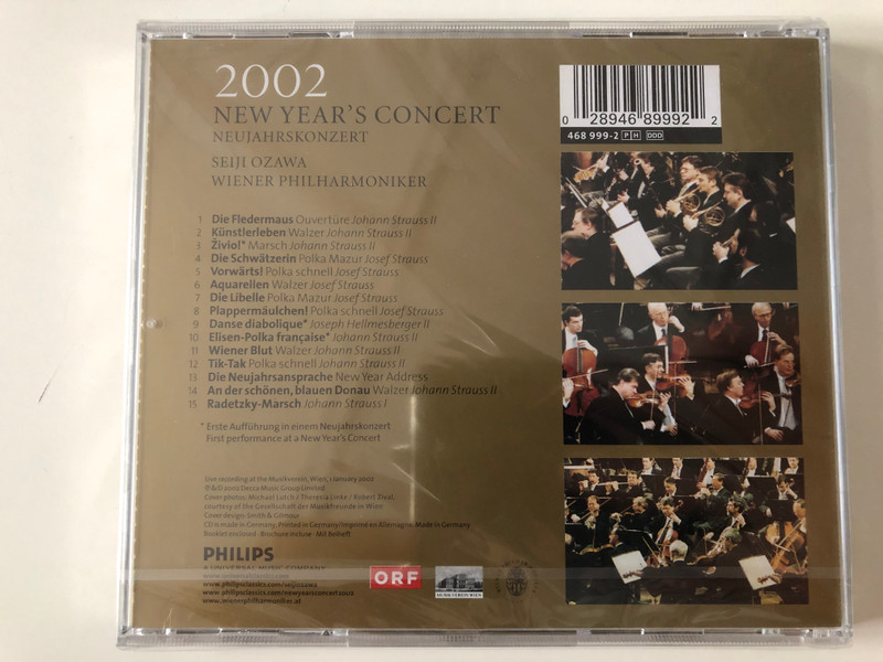 New Year's Concert 2002 ‎– Neujahrskonzert 2002 / Seiji Ozawa, Wiener Philharmoniker / Philips ‎Audio CD 2002 / 468 999-2