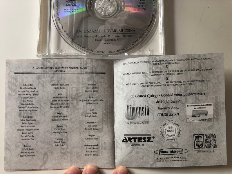XVIII. Szazadi Udvari Muzsika - Godolloi Szimfonikus Zenekar / Godollo Varos Onkormanyzata Audio CD 1997 / GCD-001