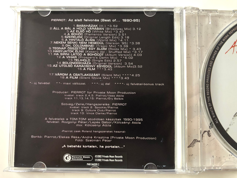 Best Of Pierrot (1990-95) - Az Első Felvonás / Private Moon Records ‎Audio CD 2002 / PMR 040205 2