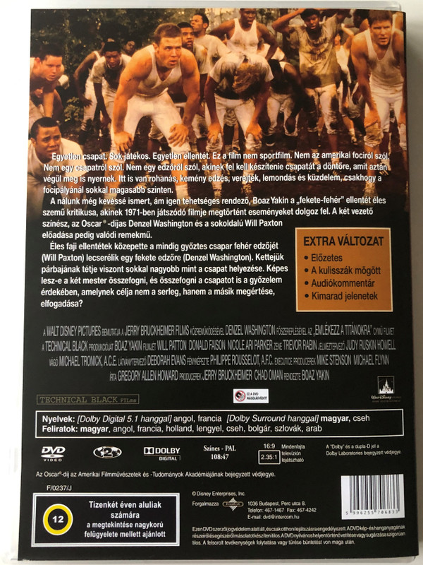 Remember the Titans DVD 2000 Emlékezz a Titánokra / Directed by Boaz Yakin / Starring: Denzel Washington, Will Patton, Donald Faison (5996255706833)