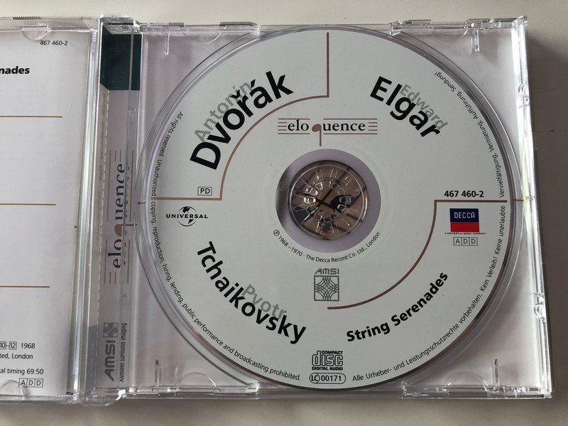 Antonin Dvorak, Pyotr Tchaikovsky, Edward Elgar - String Serenades / Academy of St Martin-in-the-Fields, Sir Neville Marriner / DECCA Audio CD / 467 460-2