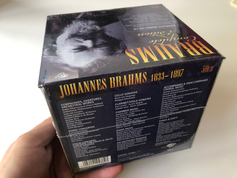 Brahms Complete Edition / Complete Works On CD Features award-winning recordings and acclaimed performers/ensembles, including Jaap van Zweden, Yehudi Menuhin, Daniel Barenboim... / Brilliant Classics Box Set 58x Audio CD 2014 / 94860