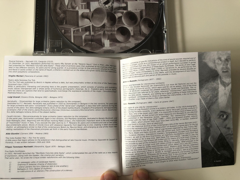 Musica Futurista 1 / Daniele Lombardi - piano / Testo introduttivo di Luigi Rognoni / Mudima Ed. Musicali Audio CD 2010 / 8033224410265