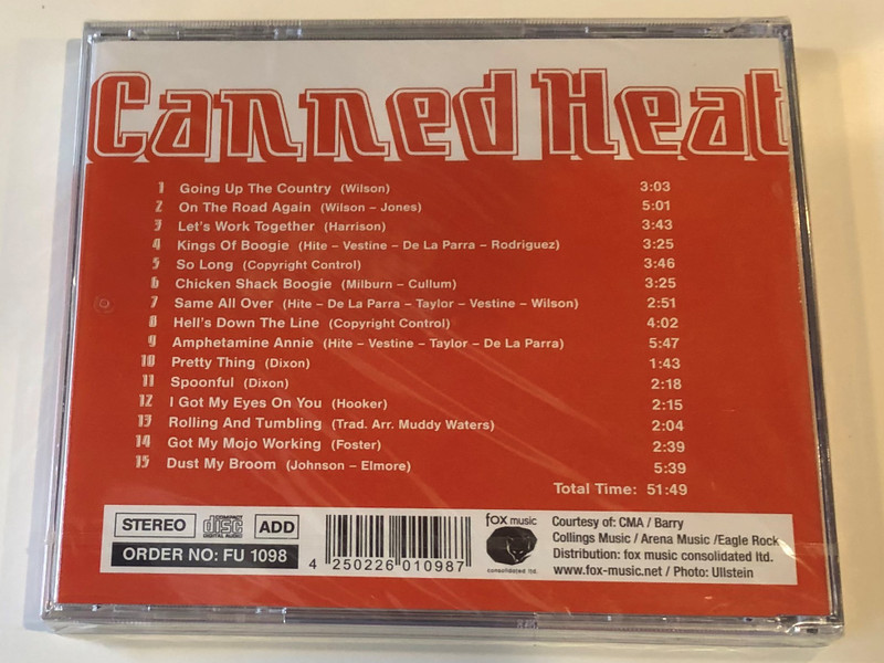 Canned Heat / So Long, Going Up The Country. On The Road Again, Spoonful, Let's Work Togehter, Pretty Thing, Chicken Shack Boogie, a. m. o. / Fox Music Audio CD Stereo / FU 1098