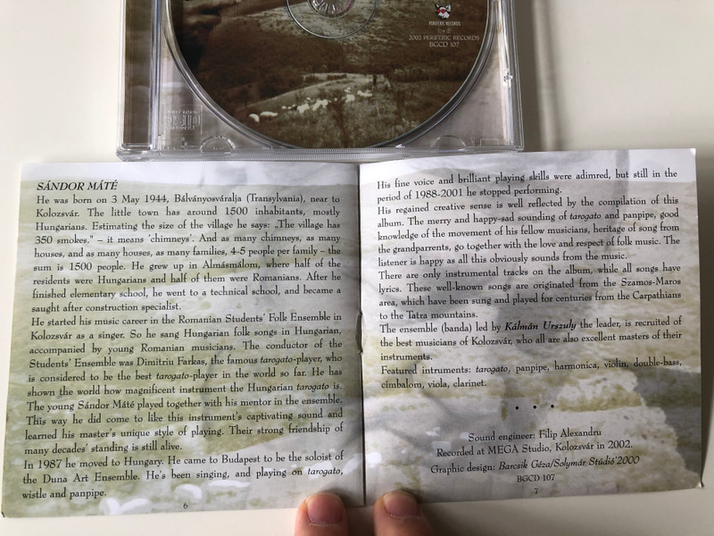 Máté Sándor És A Banda ‎– Most Jöttem Gyuláról, Gyulafehérvárról... / Periferic Records ‎Audio CD 2002 / BGCD 107