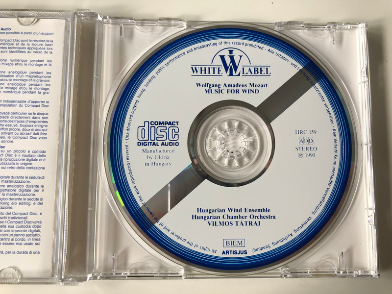 Mozart - Sinfonia Concertante K. A9, Serenade K.375 / Hungarian Wind Ensemble / Hungaroton Audio CD 1990 Stereo / HRC 159