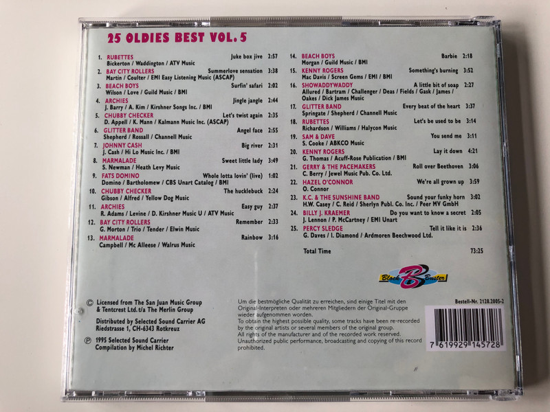 100 Oldies Best - Vol. 2 - CD Box 4 / Donovan - Colours, Sweet - Ballroom blitz, Archies - Sugar sugar, Rubettes - I Can do it, Marmalade - Rainbow, Johnny Cash - Big river, and many others / Selected Sound Carrier 4x Audio CD, Box Set / 5033