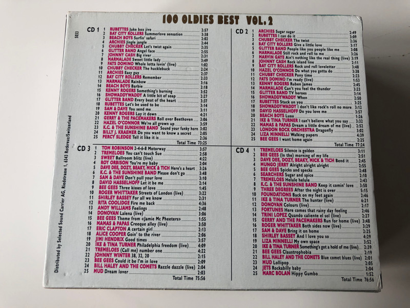 100 Oldies Best - Vol. 2 - CD Box 4 / Donovan - Colours, Sweet - Ballroom blitz, Archies - Sugar sugar, Rubettes - I Can do it, Marmalade - Rainbow, Johnny Cash - Big river, and many others / Selected Sound Carrier 4x Audio CD, Box Set / 5033