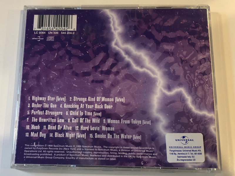 Deep Purple ‎– Under The Gun / Featuring Hush, Perfect Strangers & Knocking At Your Back Door / Spectrum Music Audio CD 1999 / 544 204-2