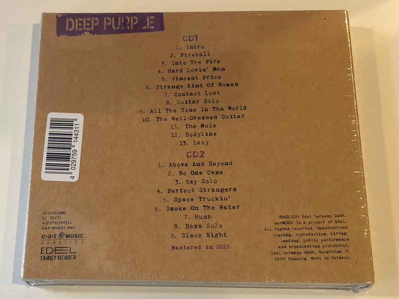 Airey, Gillan, Glover, Morse, Paice - Deep Purple ‎– Ippodromo Delle Capannelle, Rome, Italy 2013/07/22 / Limited Edition Series / Ear Music 2x Audio CD 2019 / 0214431EMU