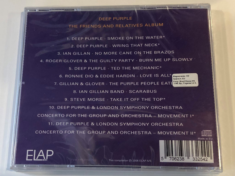 Deep Purple ‎– The Friends And Relatives Album / Smoke On The Water, Wring That Neck, Love Is All and many more... / Elap Audio CD 2006 / 5706238332542