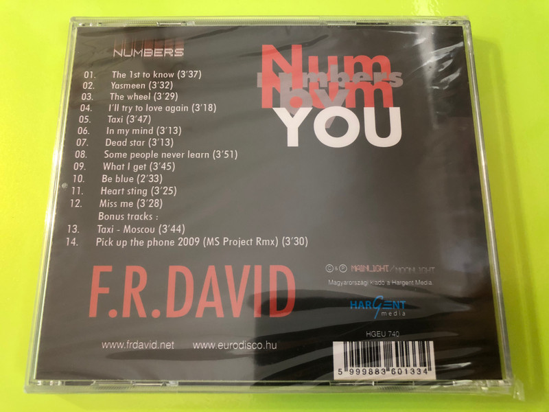 F.R.David ‎– Numbers / Hargent Media ‎Audio CD / HGEU 740