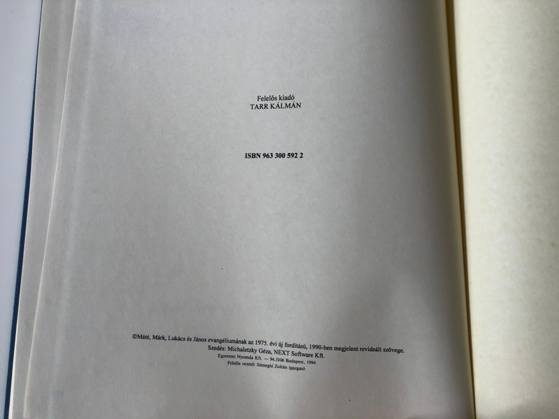 Szinopis - Synopsis of The Gospels in Hungarian language - parallel passages / Kálvin Kiadó 1994 / Máté, Márk, Lukács és János evangéliumának párhuzamos szövege / Hardcover (9633005922)