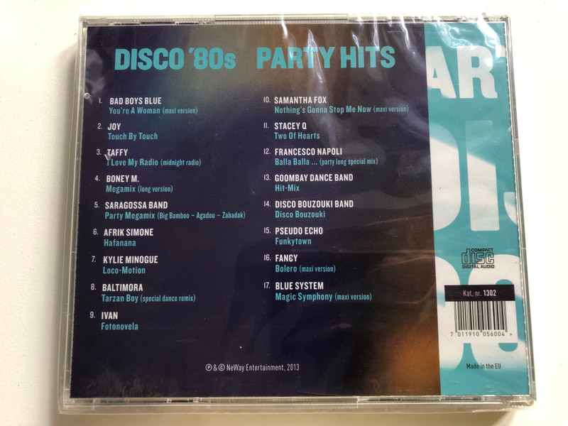 Party Hits Disco '80s / Bad Boys Blue, Francesco Napoli, Joy, Fancy, Stacey Q, Samantha Fox, and many others / Neway Studios Audio CD 2013 / 1302