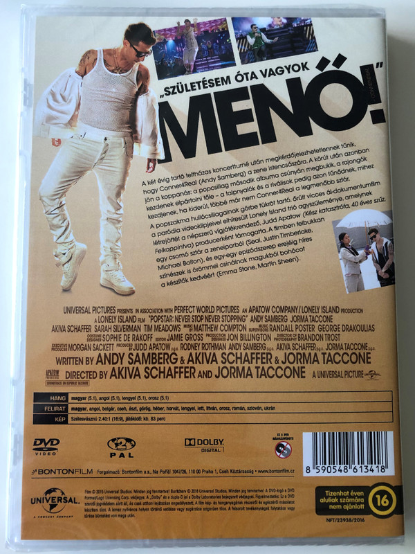 Popstar - Never stop never Stopping DVD 2016 Popsztár - Soha ne állj le (a soha le nem állással) / Directed by Akiva Schaffer, Jorma Taccone / Starring: Andy Samberg, Jorma Taccone, Akiva Schaffer, Sarah Silverman (8590548613418)
