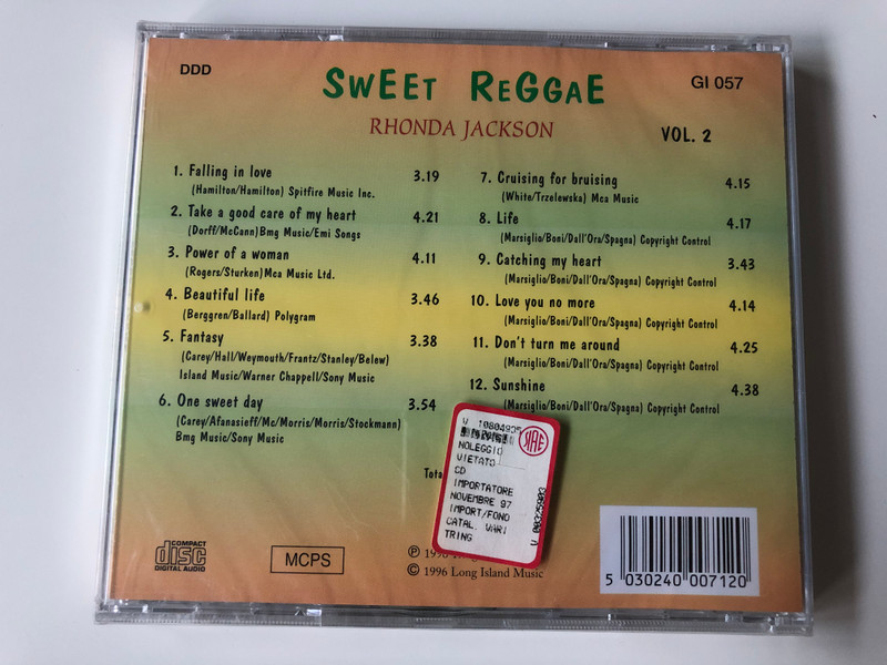 Sweet Reggae Vol 2. - Rhonda Jackson / Falling in love, Beautiful life, One sweet day, Sunshine / Long Island Audio CD / GI 057 (5030240007120)