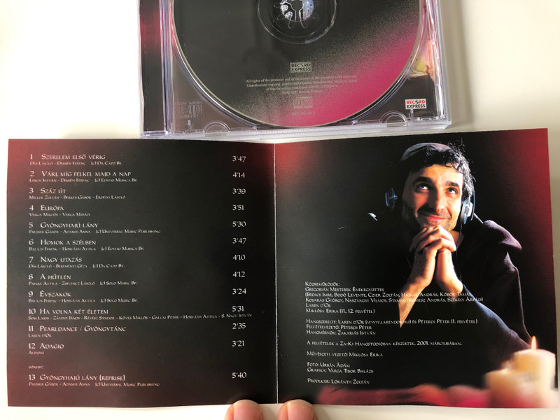 Gregorián Mesterek ‎– A Legszebb Magyar Slágerek Gregorián Hangzásban / Szerelem Első Vérig, Várj, Míg Felkel Majd A Nap, Europa, Gyöngyhajú Lány, Homok A Szélben, Nagy Utazás, 	A Hűtlen / Record Express ‎Audio CD 2001 / REC 255164-2