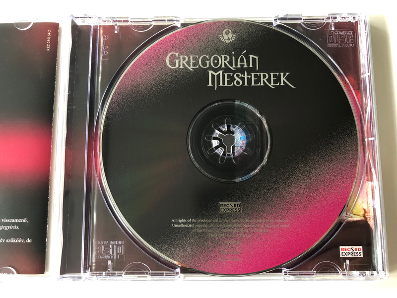 Gregorián Mesterek ‎– A Legszebb Magyar Slágerek Gregorián Hangzásban / Szerelem Első Vérig, Várj, Míg Felkel Majd A Nap, Europa, Gyöngyhajú Lány, Homok A Szélben, Nagy Utazás, A Hűtlen / Record Express ‎Audio CD 2001 / REC 255164-2