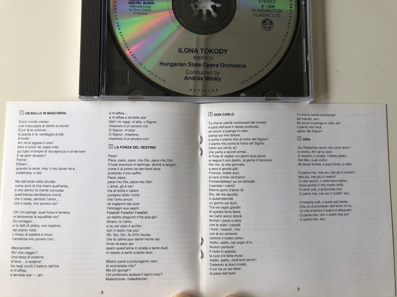 Ilona Tokody, soprano - Verdi (Aida, Don Carlo, La Forza Del Destino, Un Ballo In Maschera), Donizetti (Anna Bolena), Puccini (La Boheme, Tosca, Suor Angelica, Madama Butterfly, Gianni Schicchi, La Rondine, Turandot / Hungaroton Classic Audio CD 1996 Stereo / HCD 12478