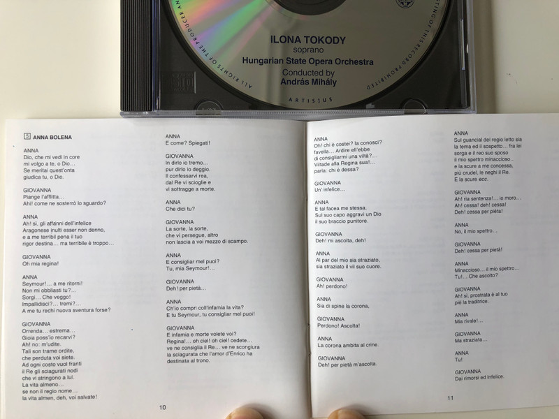 Ilona Tokody, soprano - Verdi (Aida, Don Carlo, La Forza Del Destino, Un Ballo In Maschera), Donizetti (Anna Bolena), Puccini (La Boheme, Tosca, Suor Angelica, Madama Butterfly, Gianni Schicchi, La Rondine, Turandot / Hungaroton Classic Audio CD 1996 Stereo / HCD 12478