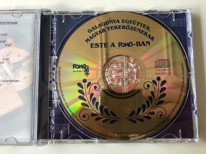 Galagonya Együttes - Magyar Tekerőzenekar / Fonó Records ‎Audio CD 1996 / FA-009-2