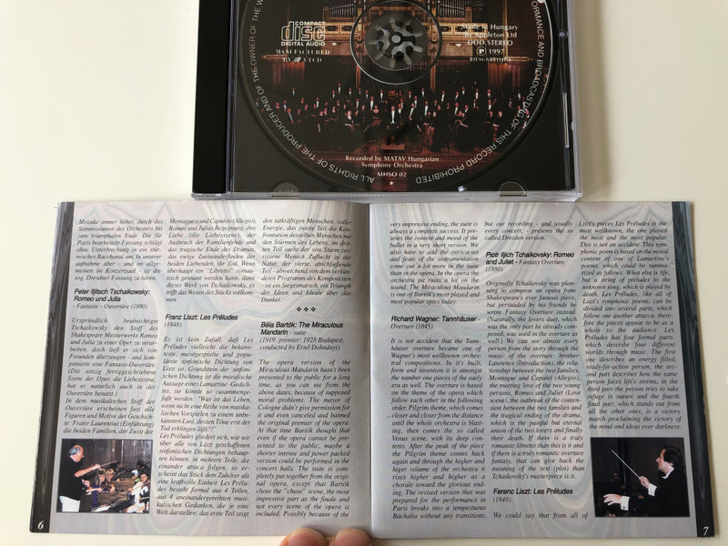 MATÁV Szimfónikus Zenekar / Bartok, Wagner, Csajkovszkij, Liszt / 1907 - 1997 / MATAV Music House Audio CD 1997 Stereo / MHSO 02
